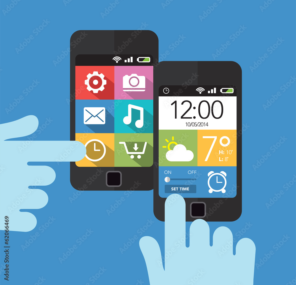 Smartphone with phone home screen Smartphone with phone home screen