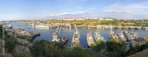 Russian Navy warships at the Bay of Sevastopol, Crimea, Ukraine