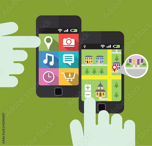 Smartphone with map screen interface