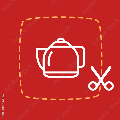 scissors cut sticker with a kettle