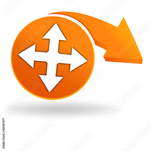 directions sur bouton orange
