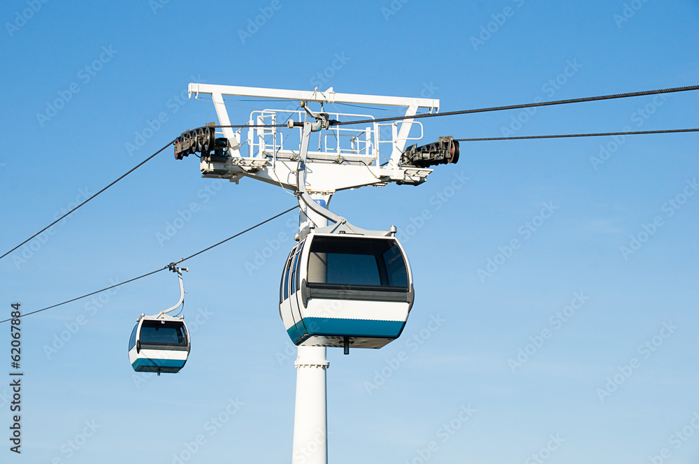 Cable car in Expo district, Lisbon, Portugal Cable car in Expo district, Lisbon, Portugal