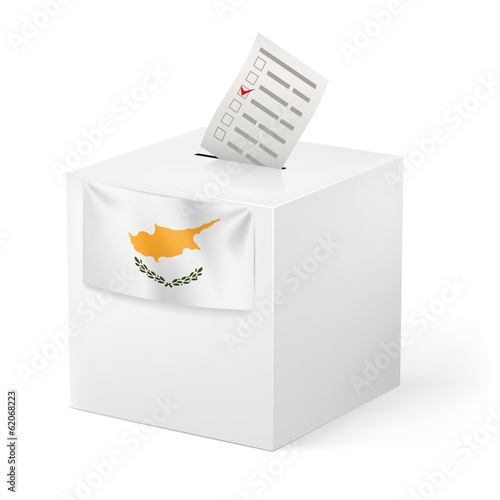 Ballot box with voting paper. Cyprus