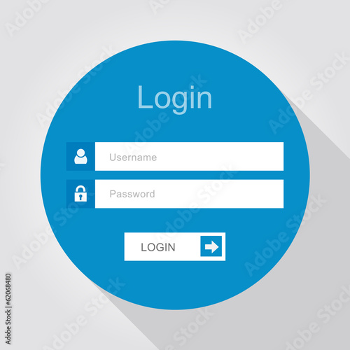 Login interface - username and password, flat design