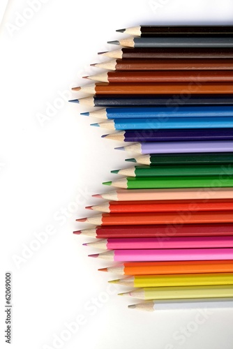 full set of crayons on white background