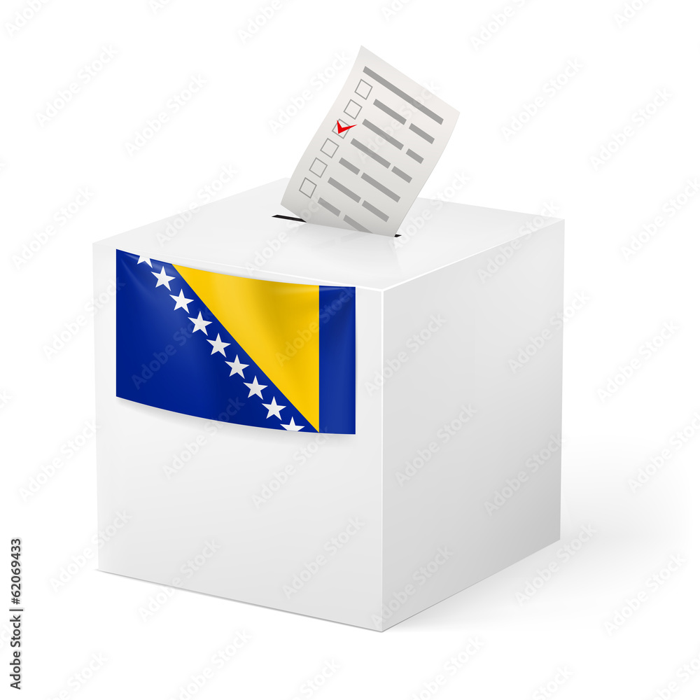 Ballot box with voting paper. Bosnia and Herzegovina Ballot box with voting paper. Bosnia and Herzegovina