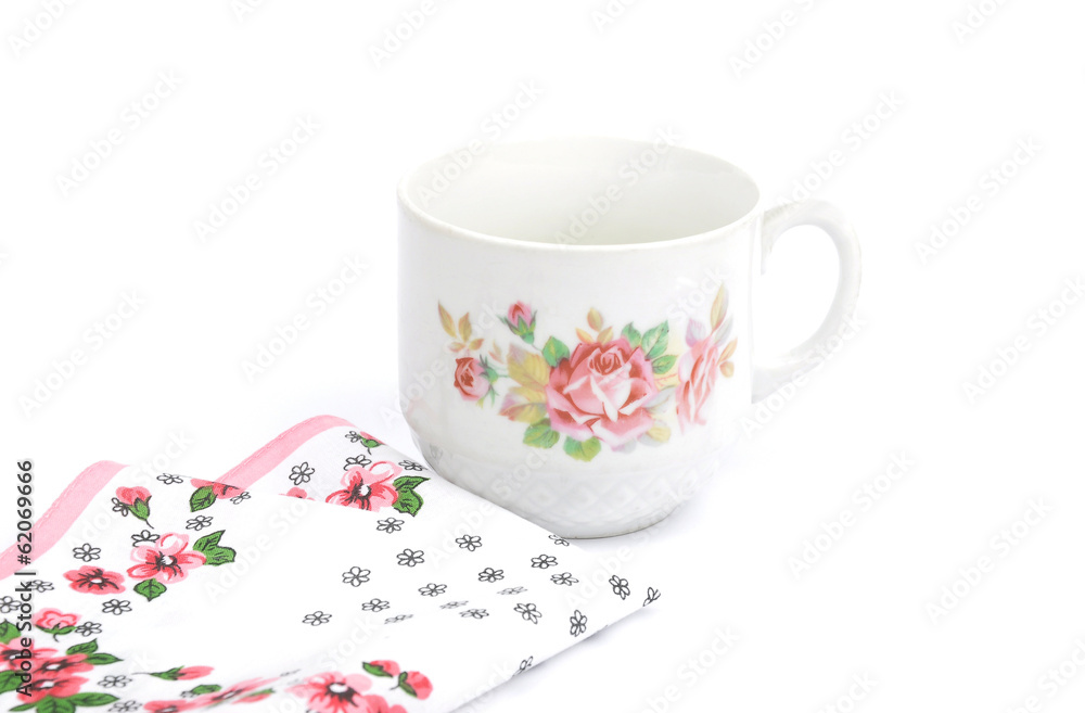 Fototapeta premium Tuch und Tasse