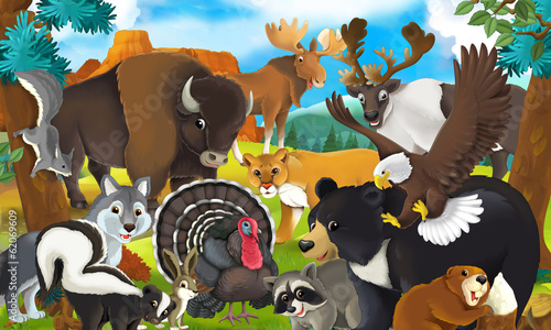 Fototapeta Cartoon zwierząt - Ameryka Północna - ilustracja dla dzieci