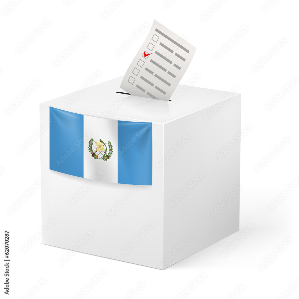 Ballot box with voting paper. Guatemala Ballot box with voting paper. Guatemala
