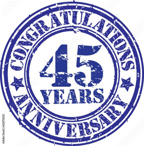 Cogratulations 45 years anniversary grunge rubber stamp, vector