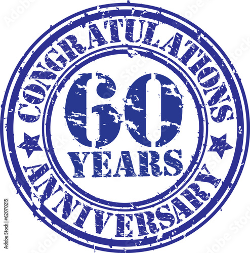 Cogratulations 60 years anniversary grunge rubber stamp, vector