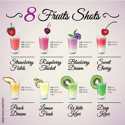 FRESH FRUIT SHOTS SET with fruit decoration