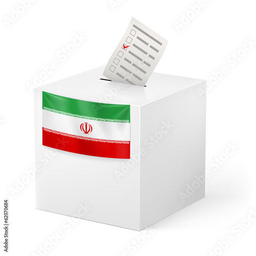 Ballot box with voting paper. Iran