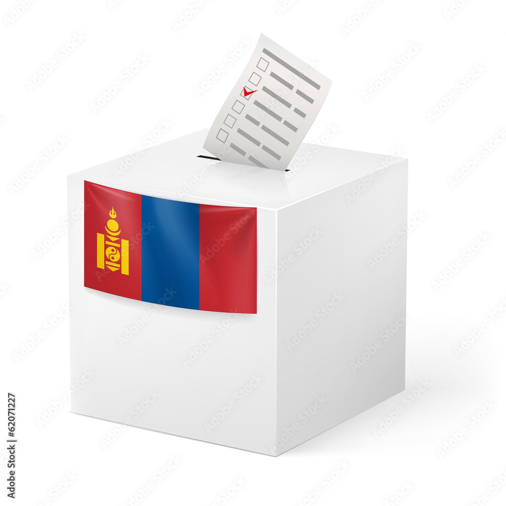 Ballot box with voting paper. Mongolia Ballot box with voting paper. Mongolia