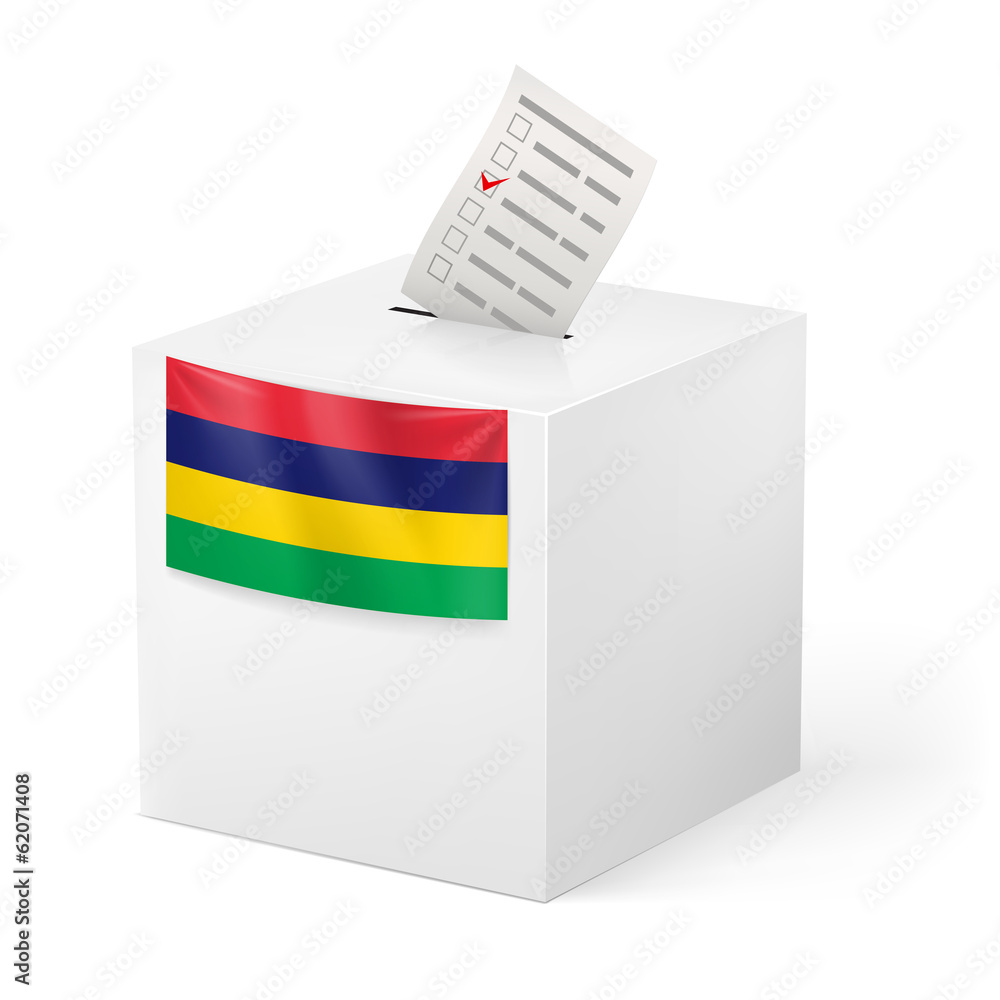 Ballot box with voting paper. Mauritius Ballot box with voting paper. Mauritius