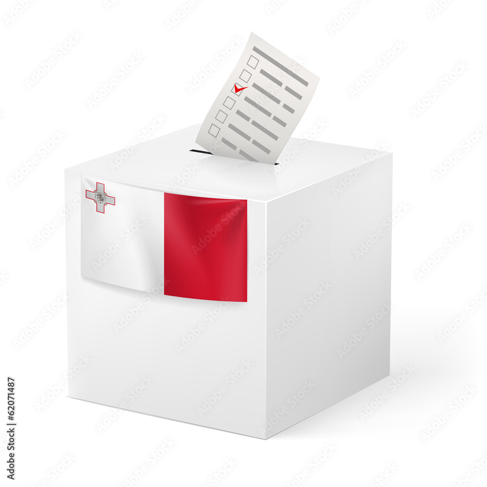Ballot box with voting paper. Malta Ballot box with voting paper. Malta