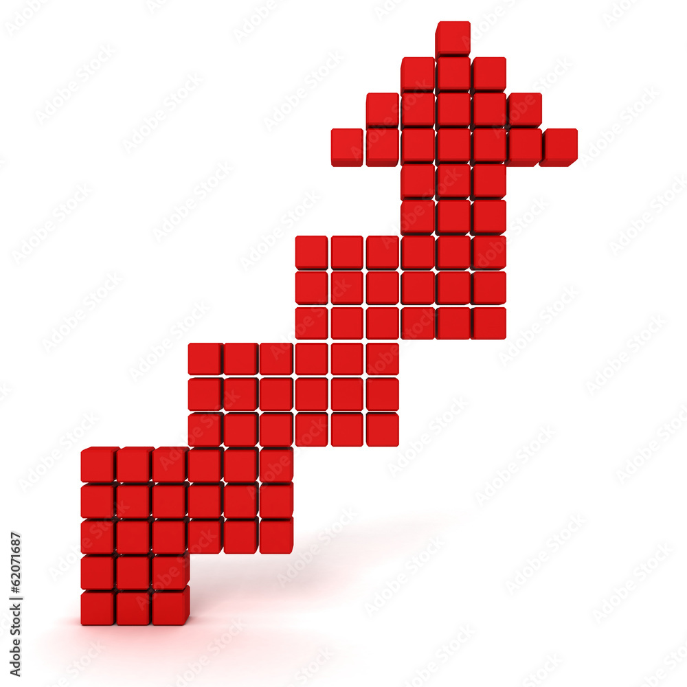 Obraz premium red cube arrow going up on white background