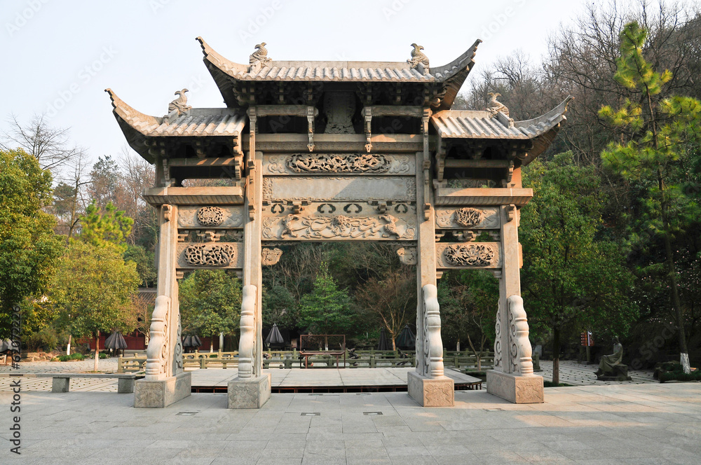 traditional memorial arch in hangzhou, China