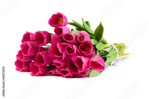 Fototapeta Naklejka Na Ścianę i Meble -  Bunch of tulips on a white