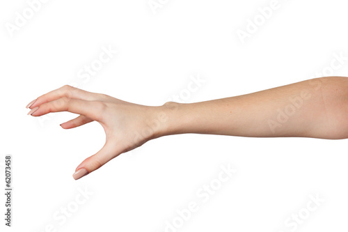 Female hand reaching for something on white © Sergii Figurnyi