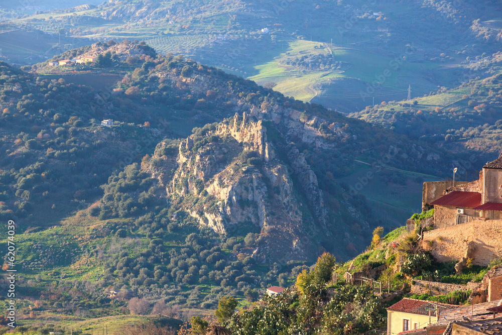 View of Leonforte countryside in Sicily, Italy