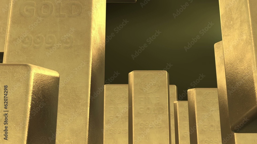 Gold bars falling on golden background Stock ビデオ Adobe Stock