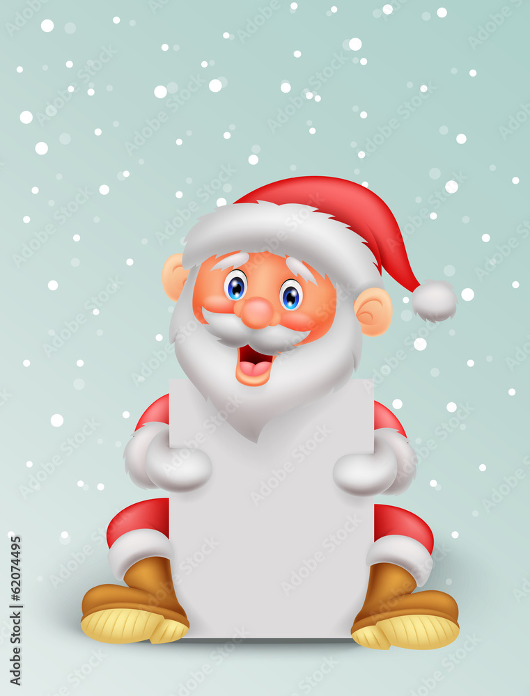 Cute santa holding blank paper Cute santa holding blank paper