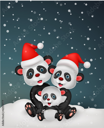 Fototapeta Naklejka Na Ścianę i Meble -  Cute panda bear family