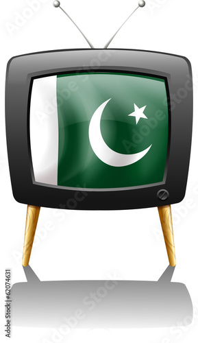 A television with the flag of Pakistan