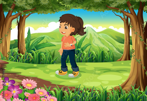 A smiling teenager at the forest