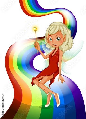 A rainbow with a pretty fairy