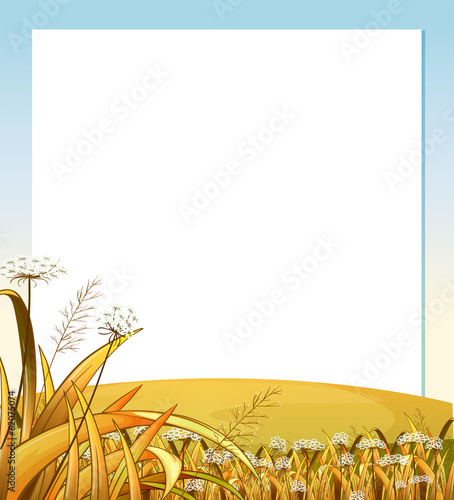 An empty template with a hilltop with plants