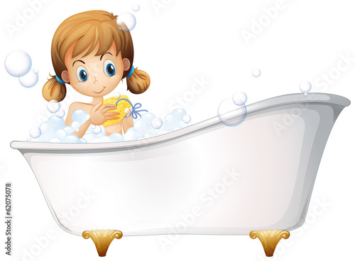 A girl on the bathtub