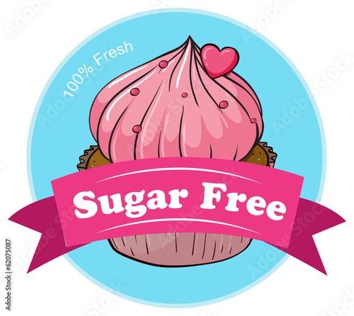 A sugar free label with a fresh cupcake