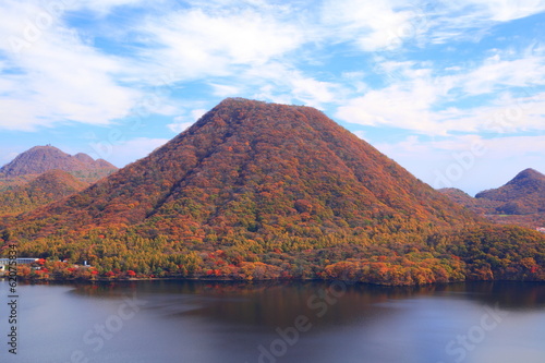 Autumn colours of Mt. Haruna and lake