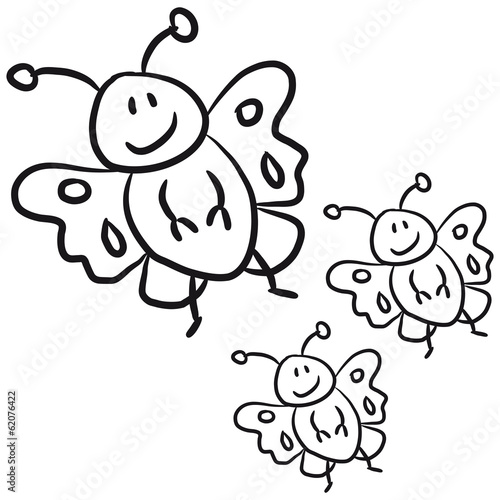3 Süße Niedliche Comic Cartoon Schmetterlinge