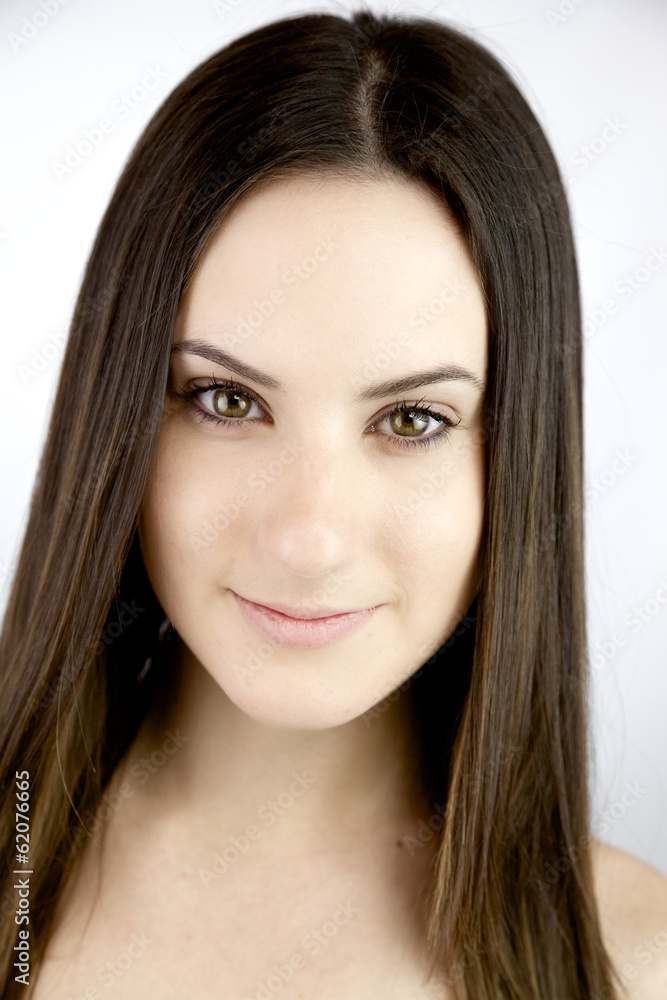Cute woman with long beautiful hair smiling looking Cute woman with long beautiful hair smiling looking