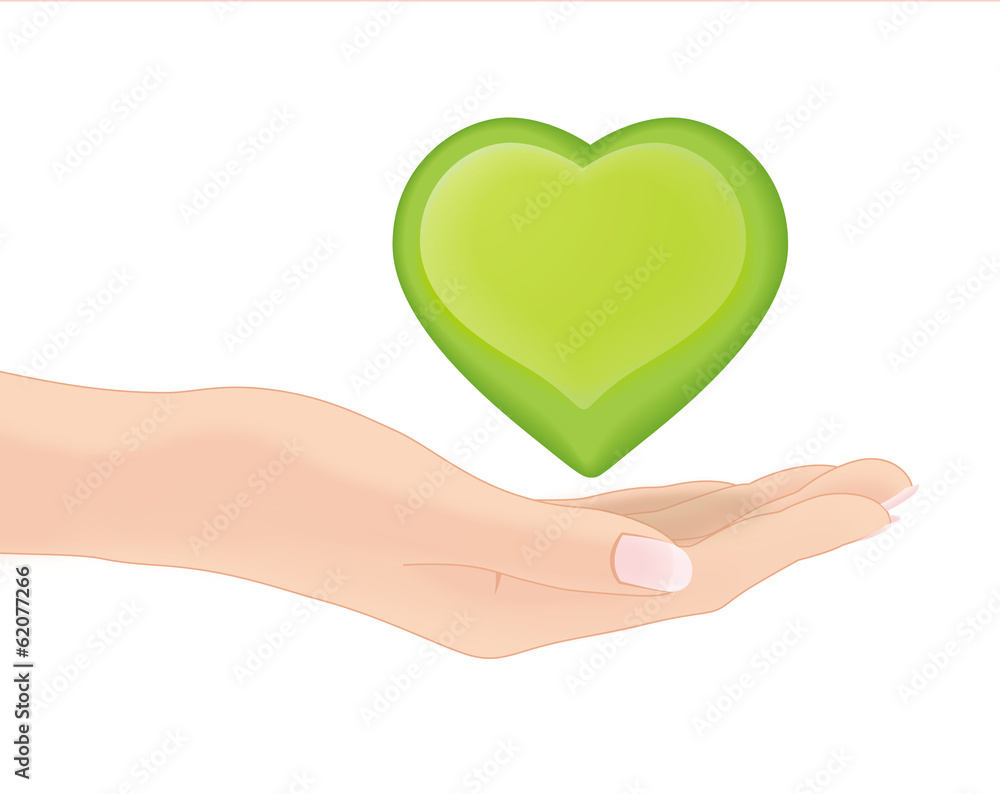 Obraz premium 手のひらの中のハート