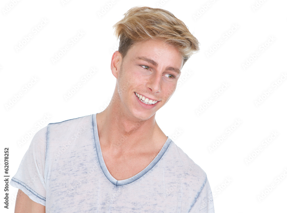 Handsome man smiling and looking away Handsome man smiling and looking away