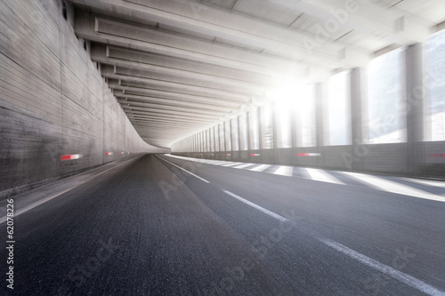 Empty tunnel road with motion blur