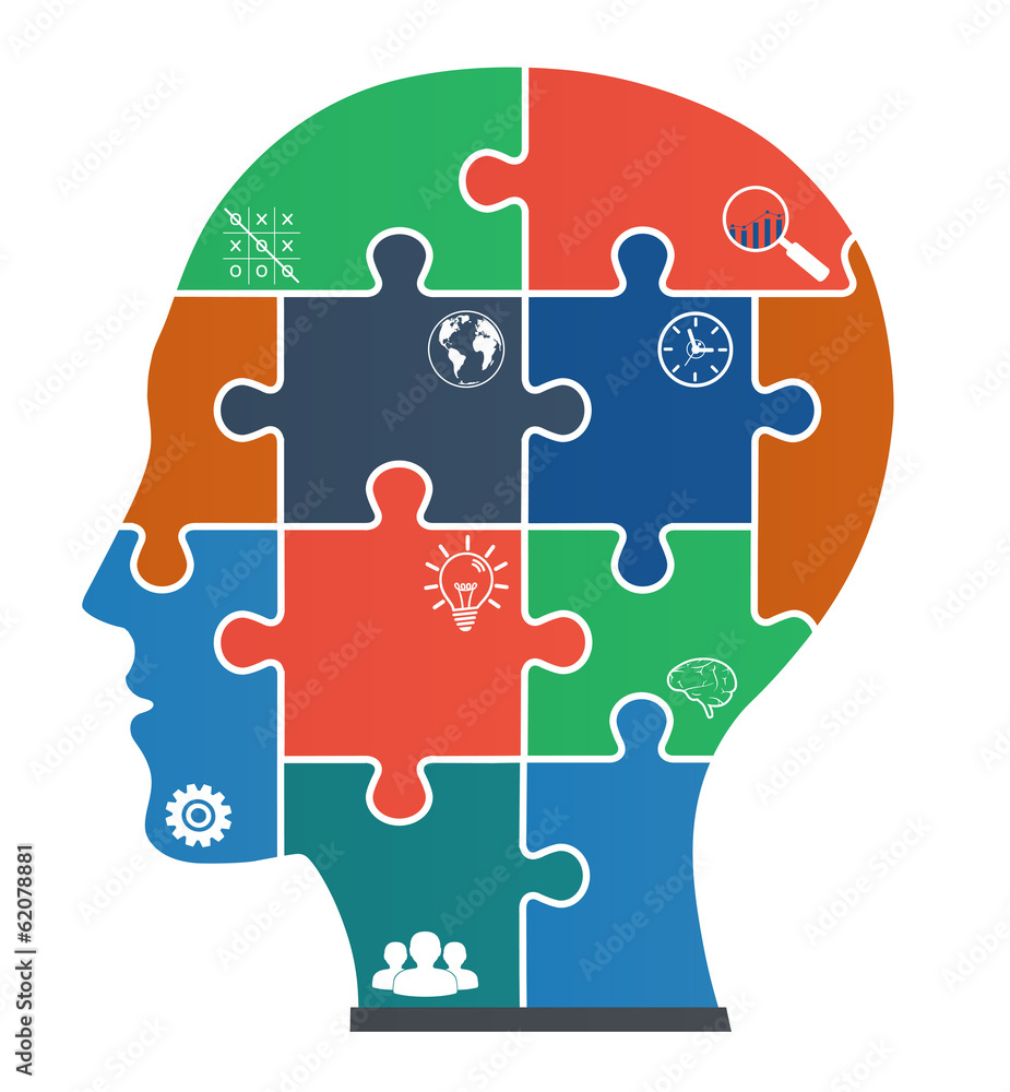 Parts of puzzles with icons in the form of the face. Parts of puzzles with icons in the form of the face.