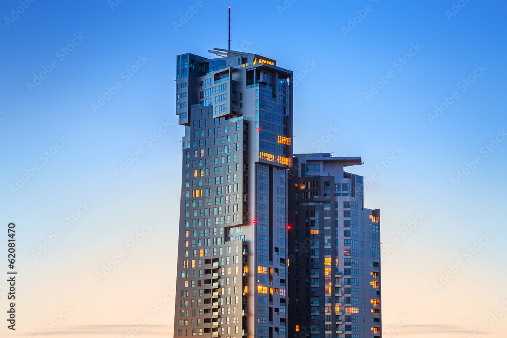 Obraz premium Sea Towers skyscraper in Gdynia, Poland
