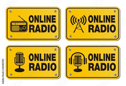 online radio - rectangle yellow signs