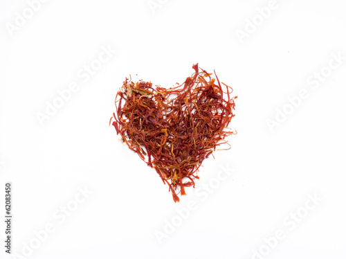 Saffron shaped into the shape of a heart