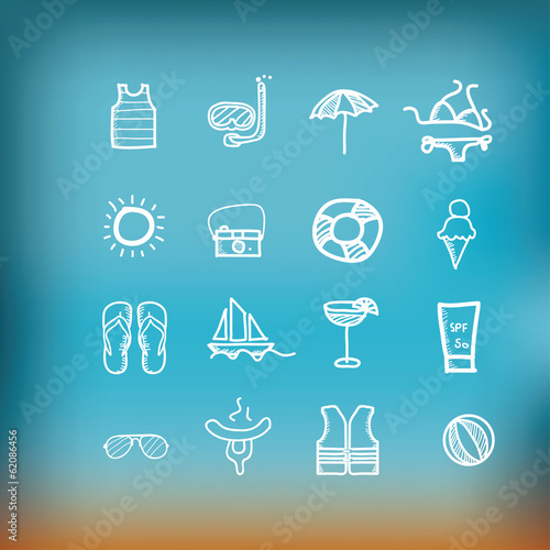 Hand drawn travel icon, vacation, trip