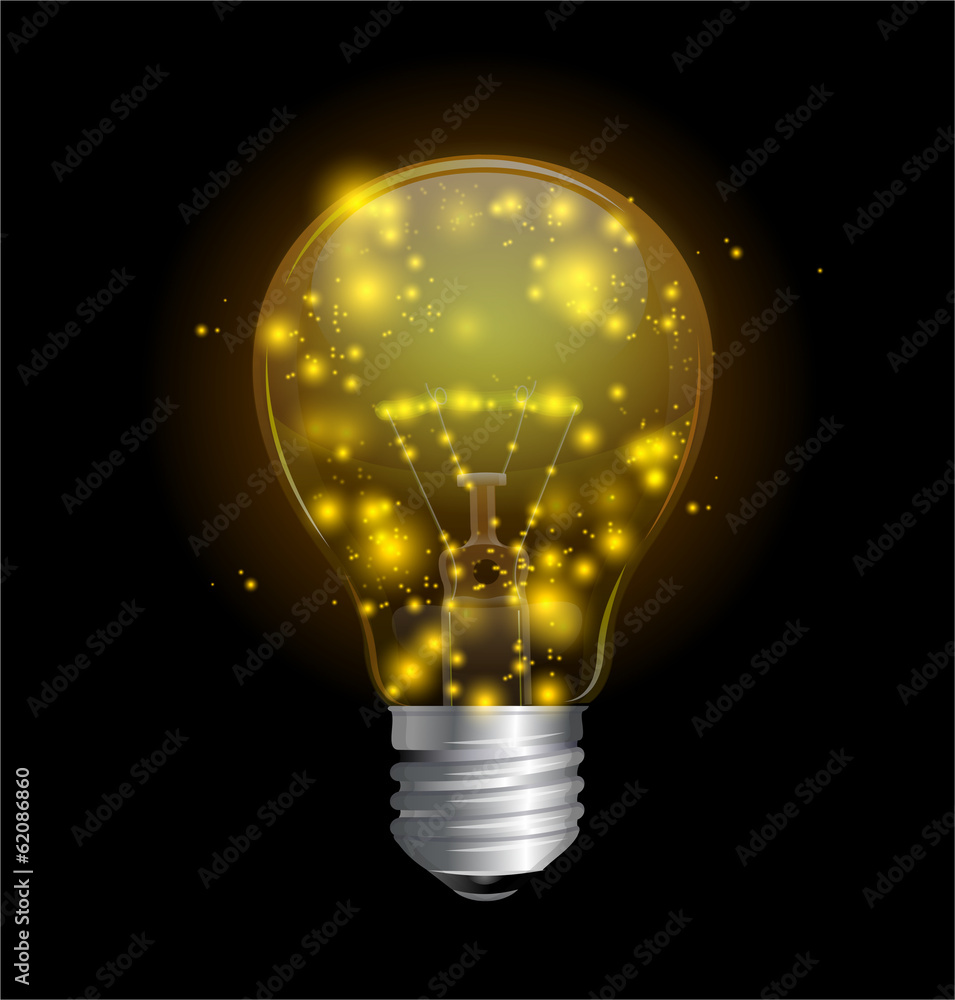 Light bulb and magic lights Vector | Adobe Stock