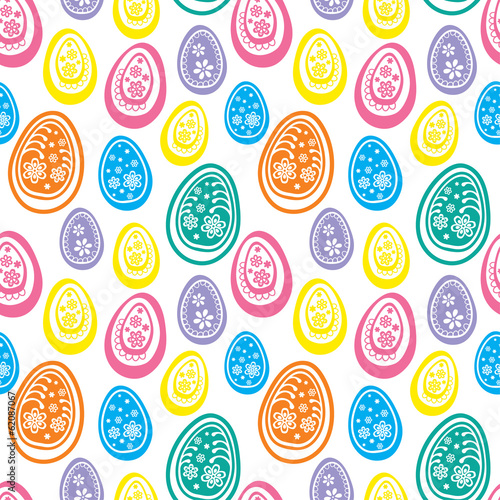 Bright seamless pattern with Easter eggs.