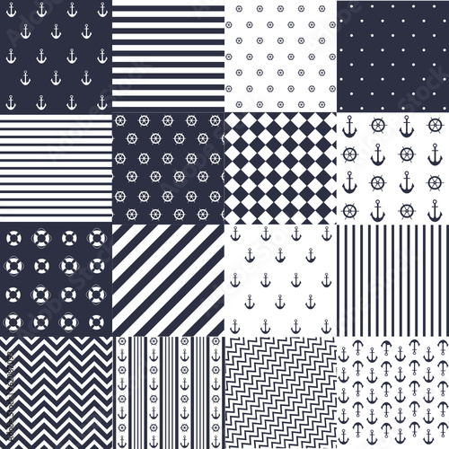 Seamless pattern with nautical elements