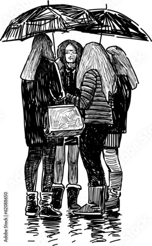 girls under umbrellas