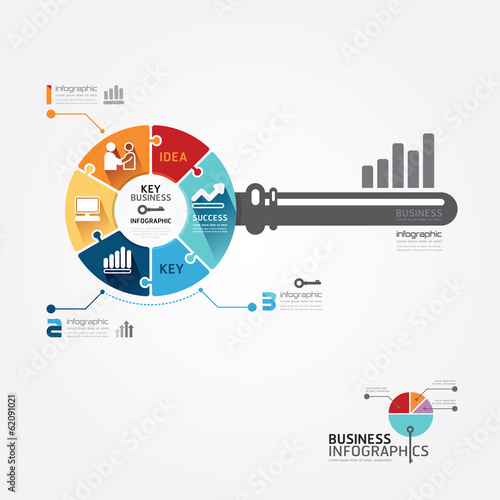 Infographic Template with key business jigsaw banner . concept v